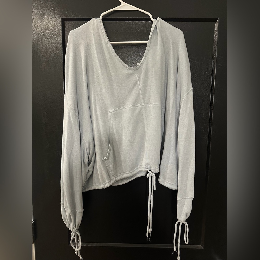 Free People Light Blue Drawstring Hoodie